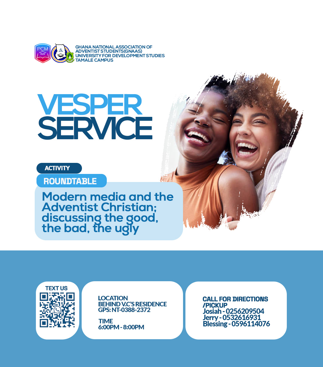 Vesper service announcement